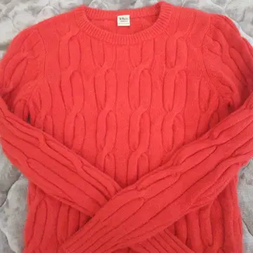 Ruth Hennan 빨간색 오렌지 캐시미어 100% 케이블 니트 스웨터