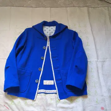 울 소재 피 코트 파란색 103456