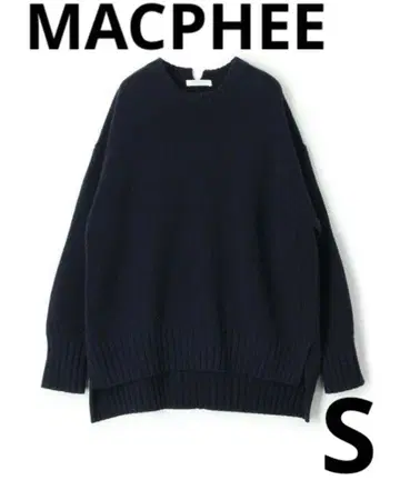MACPHEE 라무 캐시미어 크루넥 풀오버 네이비