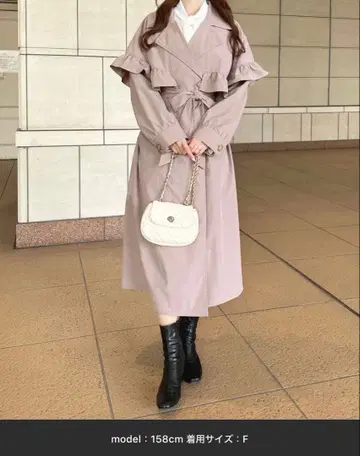 apres jour 프릴 롱 코트 핑크 프리 사이즈