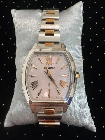 SEIKO 루키아 아날로그 시계 실버/골드 솔라식