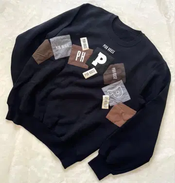 PINK HOUSE 핑크하우스 패치워크 맨투맨 블랙