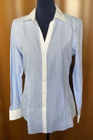 브룩스브라더스 파랑과 화이트 스트라이프 긴팔 셔츠