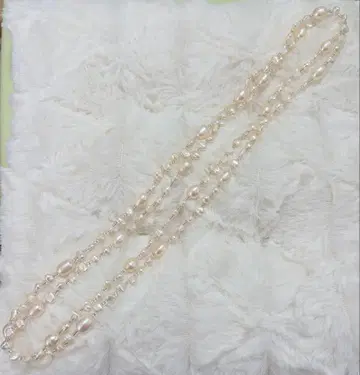 담수 진주 펄 관혼상제 결혼식 진주 고급 목걸이 롱 이중