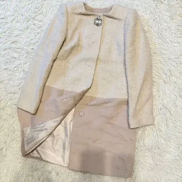 저스길리티 노카라 롱 코트 아이보리 S 알파카 일본제