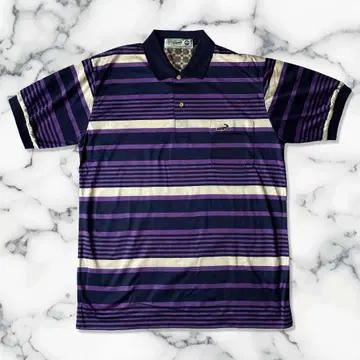 CROCODILE 네이비 스트라이프 피케 셔츠