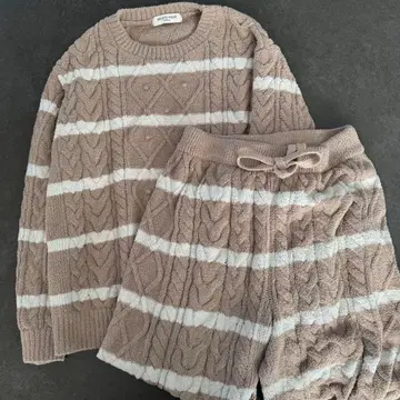 젤라또피케옴 보더 아란 풀오버 셋업 베이지 스트라이프