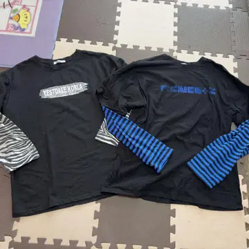 한국 스타일 오버 사이즈 롱 T 2장 세트