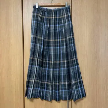 Doors 체크 무늬 롱 플리츠 스커트