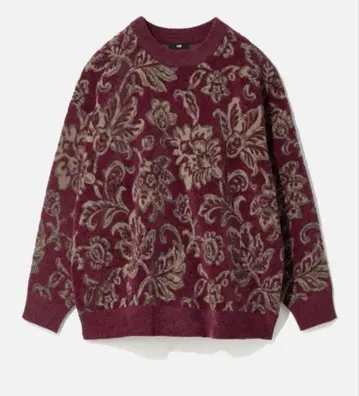 HARE 니트 꽃무늬 몰 자카드 플라워 풀오버