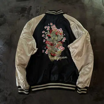 hoshihime 호시히메 스카잔 용 벚꽃 자수 블랙 x 금 블루종 LL