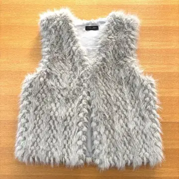TRUBE 인조 모피 베스트 그레이