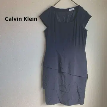 Calvin Klein 네이비 무릎 기장 반팔 원피스