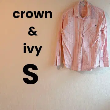 crown & ivy 핑크 스트라이프 긴팔 셔츠 S