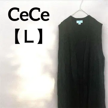 CeCe [ L ] 블랙 슬리브리스 니트 원피스 롱
