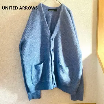 [ 유나이티드 애로우즈 ] 모헤어 아제 가디건 라이트 블루 보송보송 L