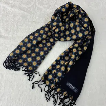 [ PERO ] 독일제 실크 램즈울 다크 네이비 프린지 머플러