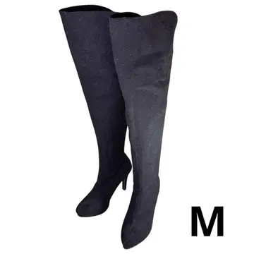 새상품급 에스페란자 니하이 부츠 M 스웨이드 통굽 블랙