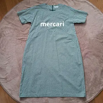 새상품급 홈스펀 코튼 깅엄 체크 원피스 반팔 코쿤 M