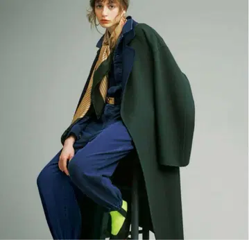 SALE ROKU 6 로쿠 리버 코트 36 켈리 네이비 롱 코트