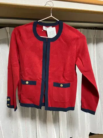 Green Leaf Living 가디건 빨간색과 네이비