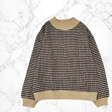 캐주얼 가을/겨울 크루넥 하운드투스 패턴 따뜻한 긴팔 니트 스웨터