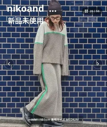 nikoand - 모드 노움코어 자카드 하이넥 니트 스웨터