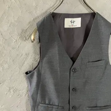 빈티지 베스트 풀 버튼 심플 그레이 무지 V넥 구제 의류 VT1