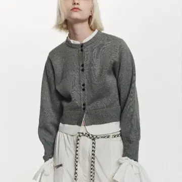 Bibiy ANGELIQUE KNIT 그레이 니트 가디건 긴팔