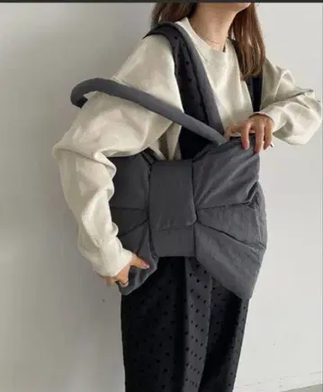 2WAY 나일론 리본 토트백 그레이