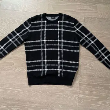 ZARA 체크 무늬 니트 스웨터 M 블랙/화이트