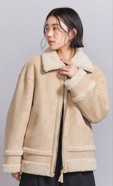 유나이티드 애로우즈 무스탕 라이크 보아 리버서블 블루종 여성용 S