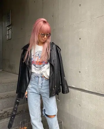 TABLEThotel MERMO 하이웨스트 데미지 데님 라이트 블루