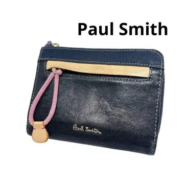 Paul Smith 이단 접이식 지갑 천연 가죽 캐주얼 인기 네이비 심플