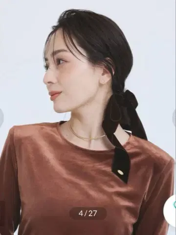 anuans 아뉴앙스 벨벳 리본 머리끈 보르도