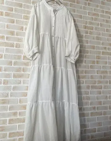 티어드 롱 원피스 7부 소매