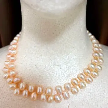 담수 진주 펄 관혼상제 결혼식 진주 고급 코랄 핑크 목걸이