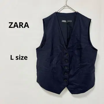 ZARA 자라 베스트 L 네이비 V넥 린넨 레이온 수트