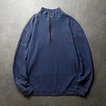 미국 빈티지 의류 하프 지퍼 원포인트 자수 애니멀 백조 네이비 L