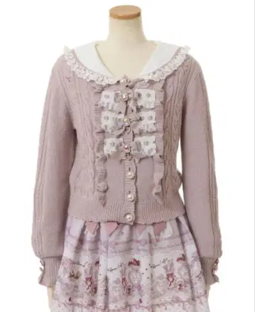 [ LIZ LISA ] 사다리 레이스 하트 프릴 가디건