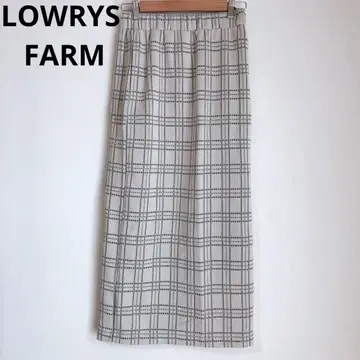 [ 새상품 ] 로리즈팜 롱 스커트 타이트 그레이 체크 무늬 슬릿