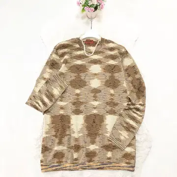 MISSONI 미쏘니 이탈리아제 올 패턴 티셔츠 보더 브라운 계열