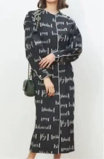 디자인웍스 DESIGNWORKS 영문 자카드 롱 원피스 38 블랙