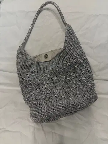 실버 뜨개질 토트백