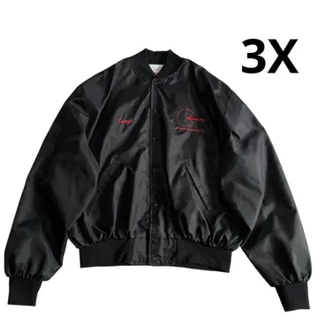 90s USA Birdie 나일론 바시티 자켓 3X 블랙 팩맨 자수