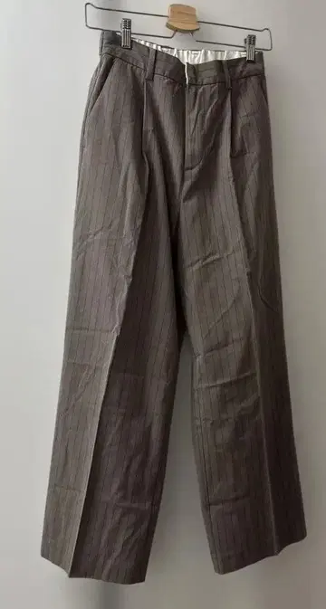 WORLD 스트라이프 와이드 팬츠 브라운 카키