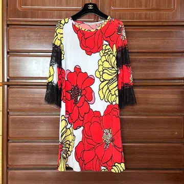 FAS 대형 꽃 패턴 소매 레이스 원피스 새상품급