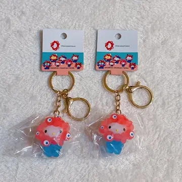 미야쿠미야쿠 산리오 키티 입체 마스코트 클리어 컬러 키링