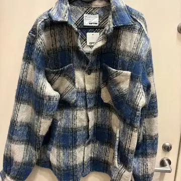 LA 구매 EPTM SLIT FLANNEL SHIRT 블루 모헤어풍 셔츠