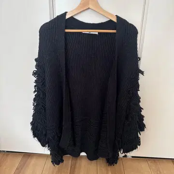 SLY 프린지 니트 가디건 블랙